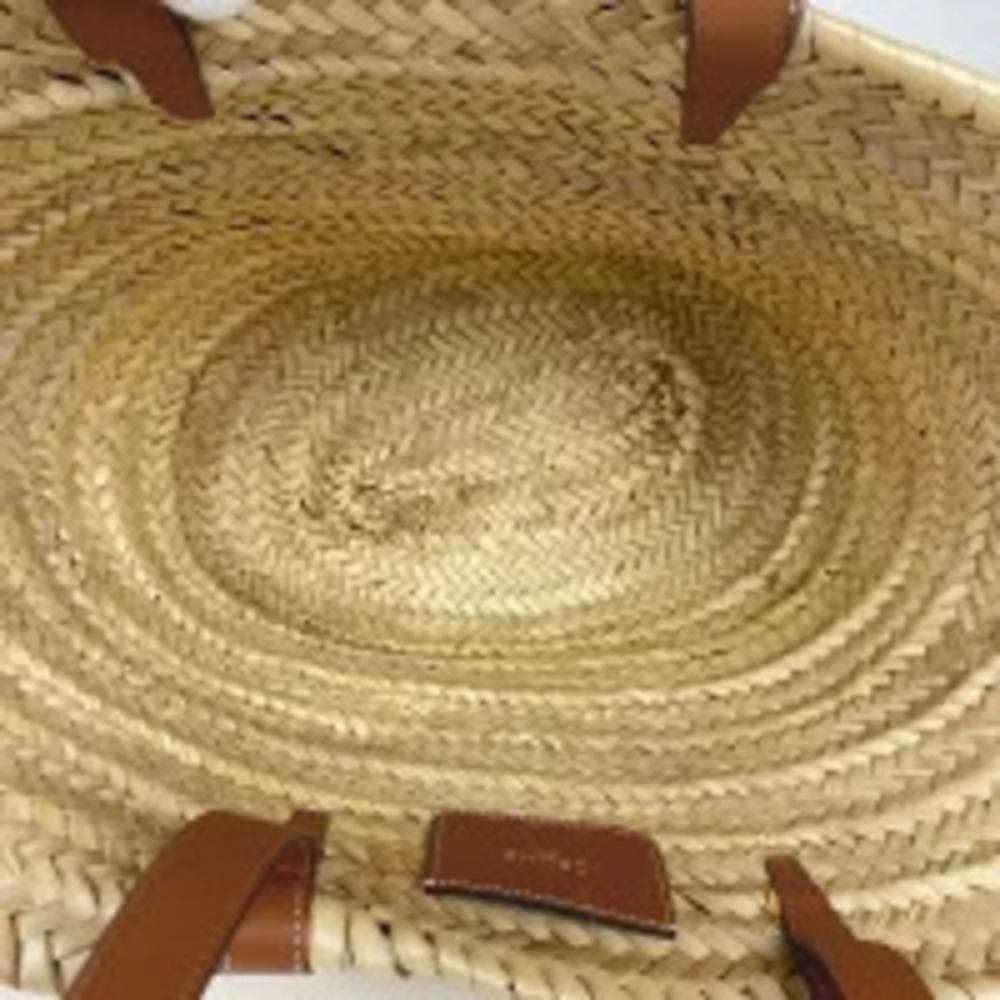 Celine Triomphe Panier Shoulder Bag Basket Tan Tote Raffia Beige Brown - Picture 7 of 7